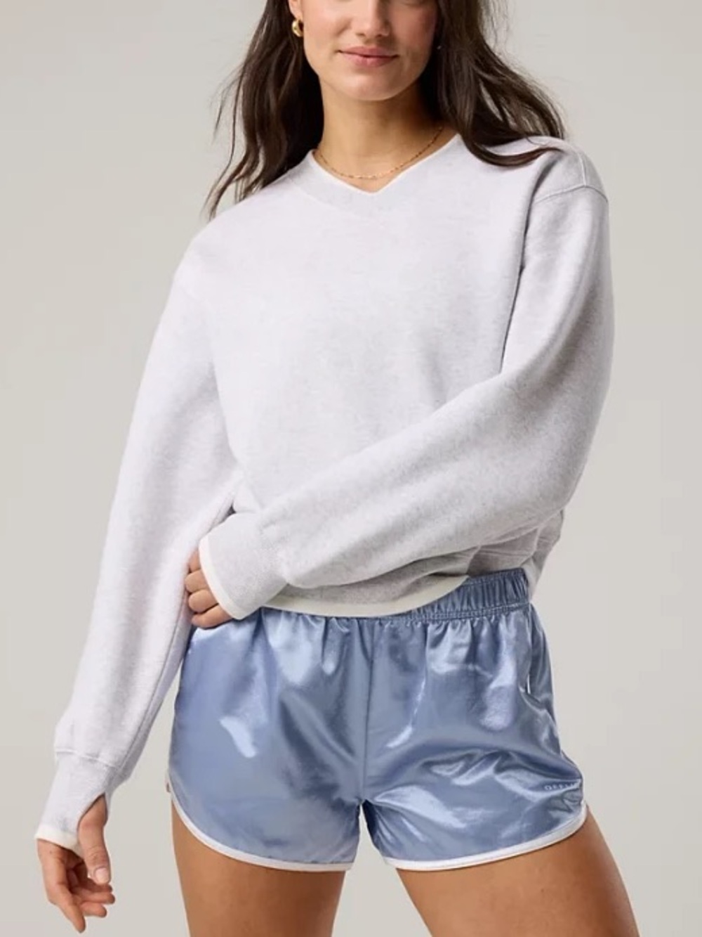 Aerie Cloud Fleece V Neck Crew Sweatshirt